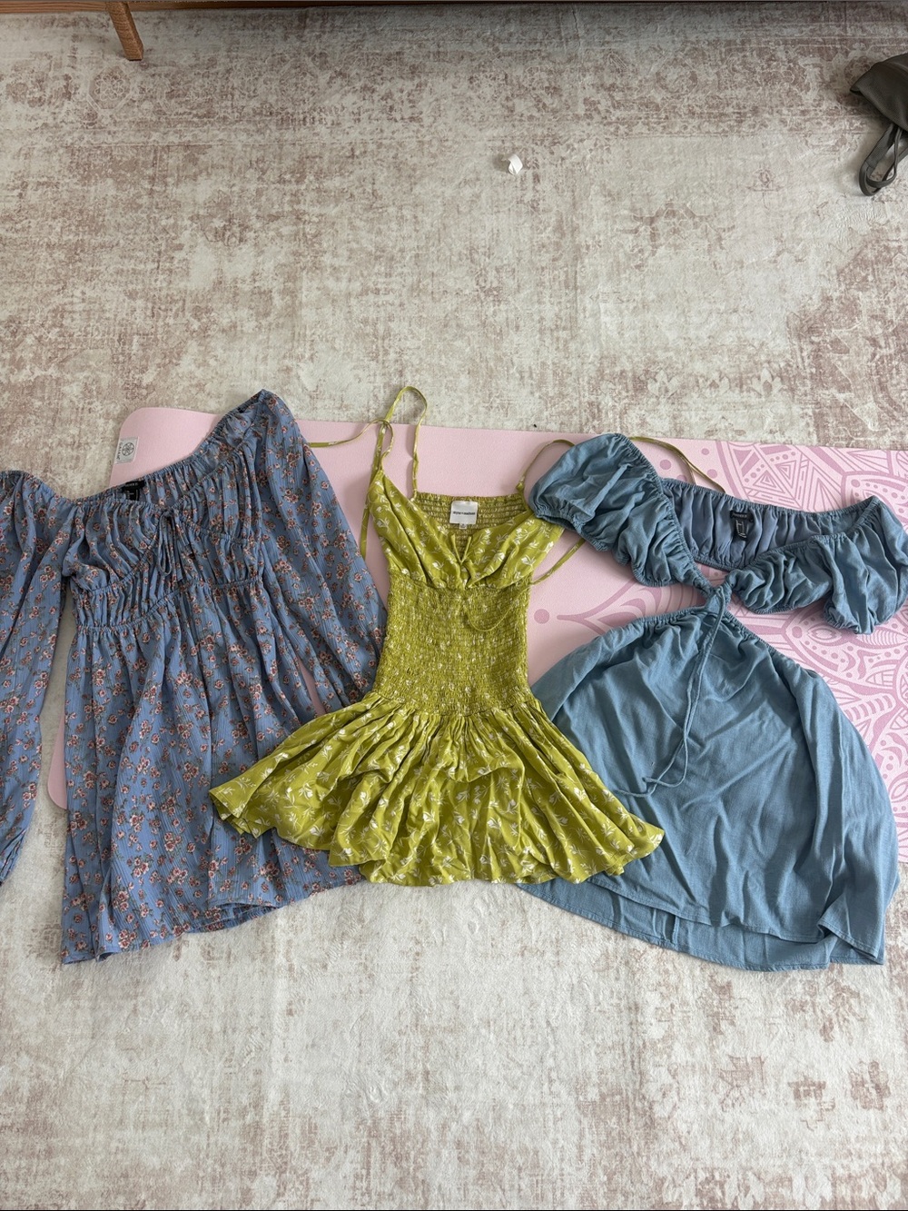SUMMER DRESSES! Green Floral Smocked Mini Dress Skylar and Madison plus blue dre